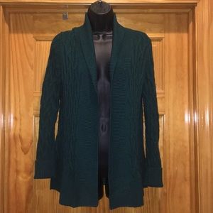 Ann Taylor Loft Teal Green Open Front Cardigan